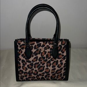 Kate Spade Black and Brown Satchel with Leopard Print